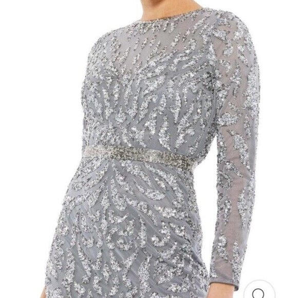 NEW MAC DUGGAL Embellished Illusion Sheath Dress $498‎ 5521 PLATINUM - Picture 2 of 10